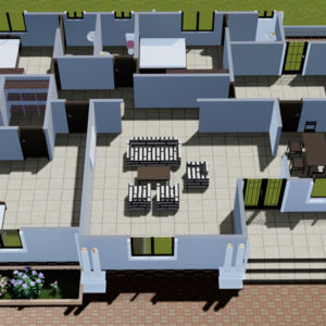 plan maison 3 chambres salon