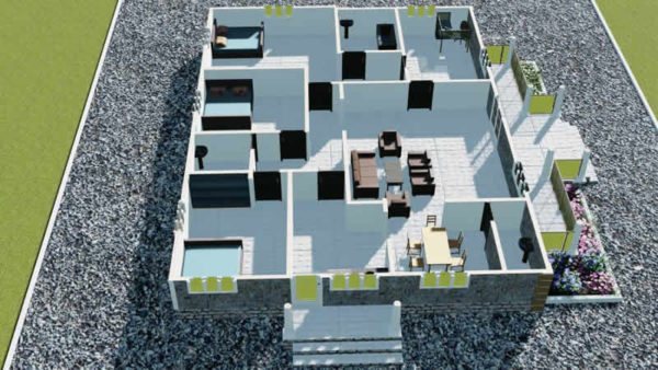 Plan de maison moderne 3 chambres avec bureau - Image 6