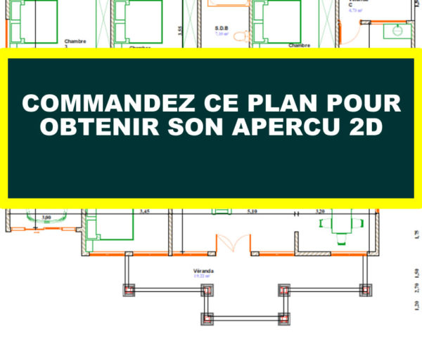 Plan de maison du village en Afrique 4 chambres salon - Image 7