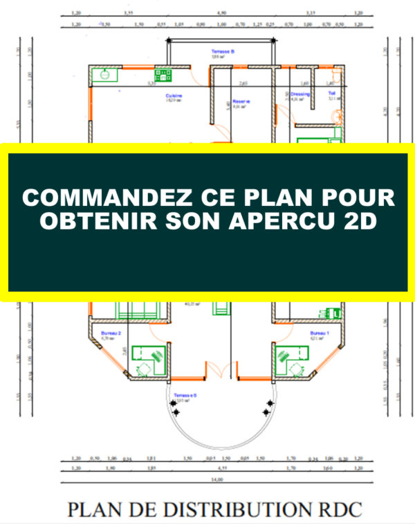 Plan de duplex moderne 4 chambres salons avec cuisine américaine - Image 13