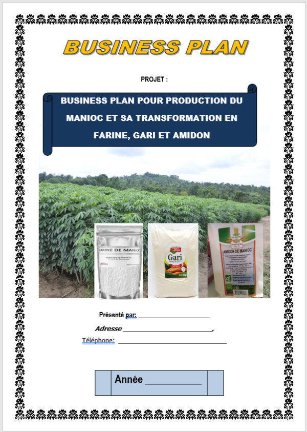 Business plan pour production et transformation du manioc