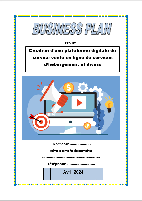 Couverture business plan application de vente en ligne